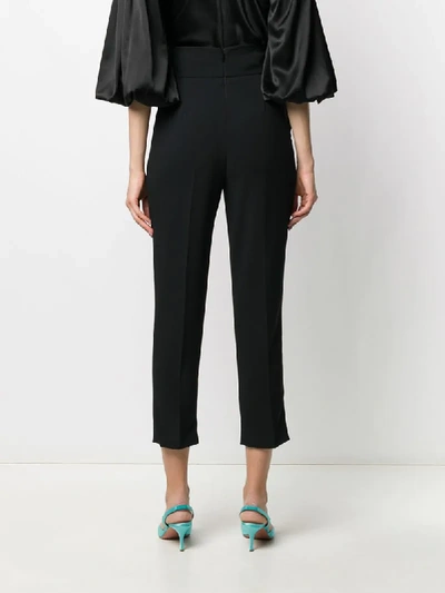 Shop Pinko High Waisted Cropped Trousers In Black