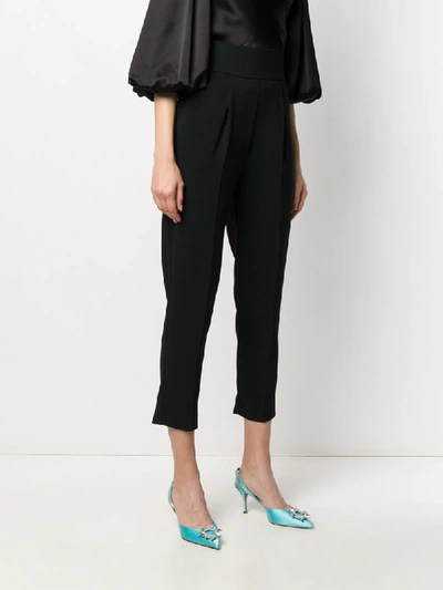 Shop Pinko High Waisted Cropped Trousers In Black