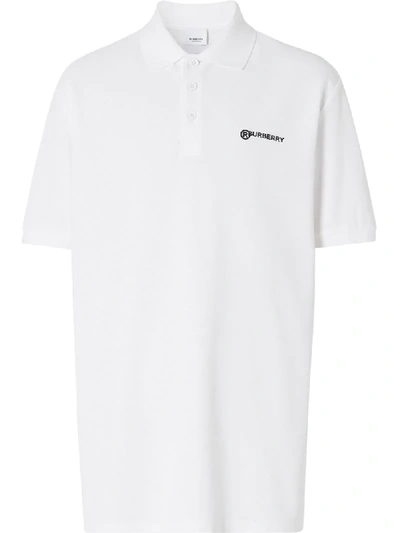 Shop Burberry Location Print Polo Shirt In White