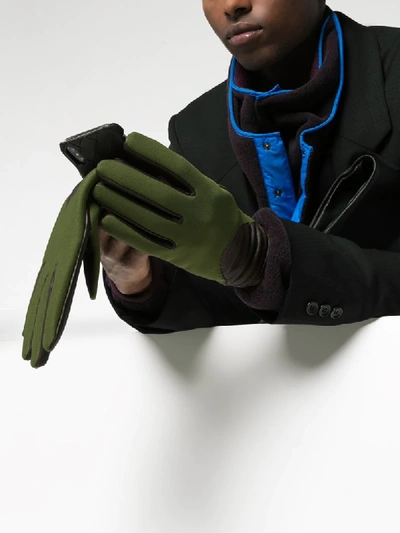 Shop Kagawa Gloves Green And Black Leather And Neoprene Gloves