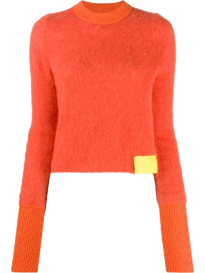 Shop Aalto Textured Crew Neck Jumper In Orange