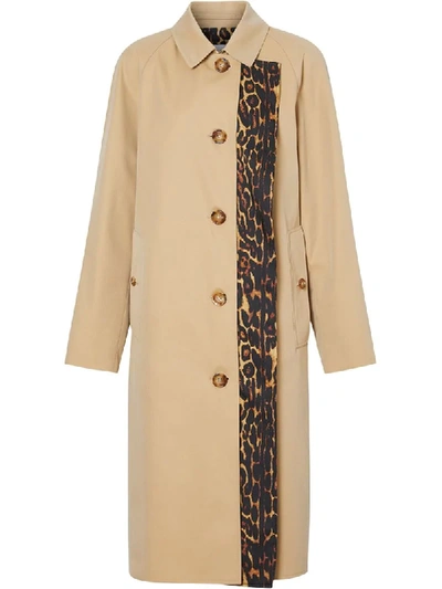 Shop Burberry Leopard Print Trim Trench Coat In Neutrals