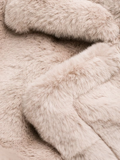 Shop Cavalli Class Faux-fur Belted Coat In Neutrals