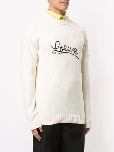 Shop Loewe Logo Embroidered Jumper In White