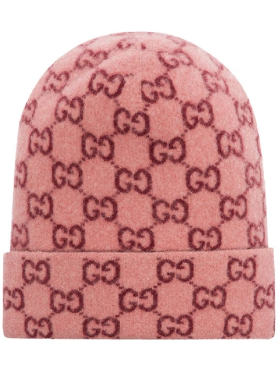 Shop Gucci Beanie Mit Gg-muster In Pink