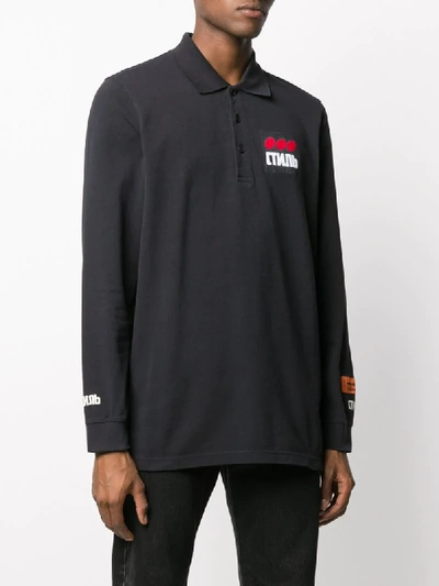 Shop Heron Preston Long-sleeve Polo Shirt In Black