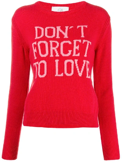 Shop Alberta Ferretti Slogan Crew Neck Jumper In Red