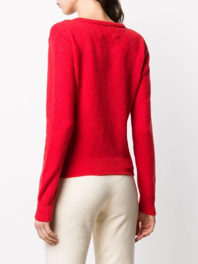 Shop Alberta Ferretti Slogan Crew Neck Jumper In Red