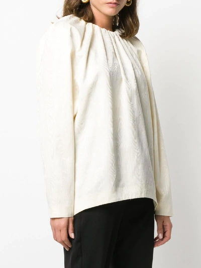 Shop Totême Gathered Neck Loose-fit Blouse In Neutrals