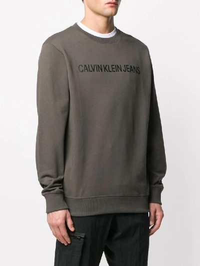 Shop Calvin Klein Jeans Est.1978 Printed Logo Sweatshirt In Grey