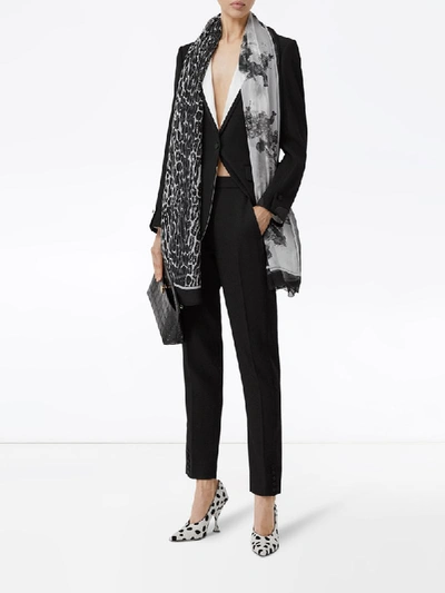 Shop Burberry Angel And Leopard Print Scarf In Black