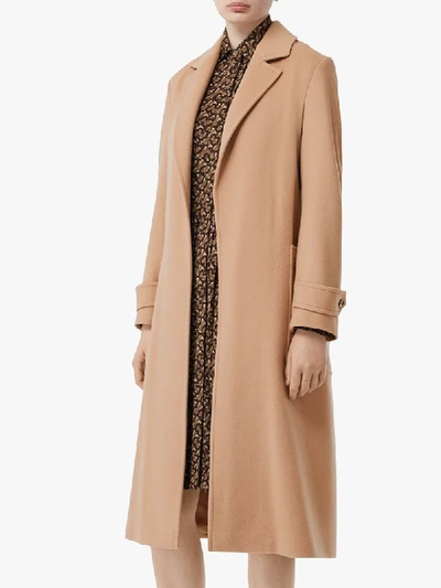 Shop Burberry Belted Car Coat In Neutrals