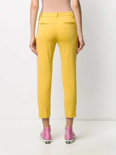 Shop Pinko Slim-fit Cropped Trousers In Yellow