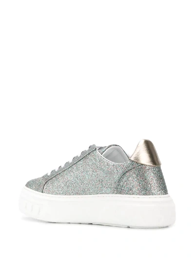 Shop Casadei Glitter Sneakers In Grey