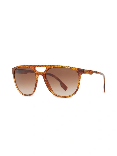 Shop Burberry Navigator-frame Sunglasses In Brown