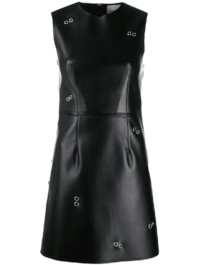 Shop Burberry Embellished Faux-leather Dress In Black