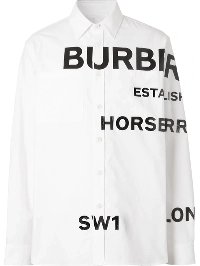 Shop Burberry Horseferry Print Oxford Shirt In White