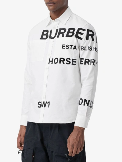 Shop Burberry Horseferry Print Oxford Shirt In White