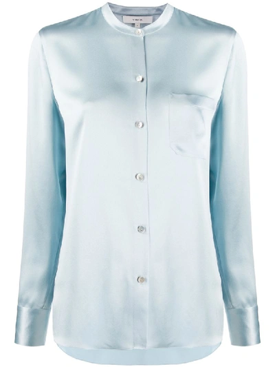 Shop Vince Mandarin Collar Slim Fit Shirt In Blue