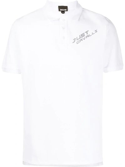 Shop Just Cavalli Chest Logo Polo Shirt In White