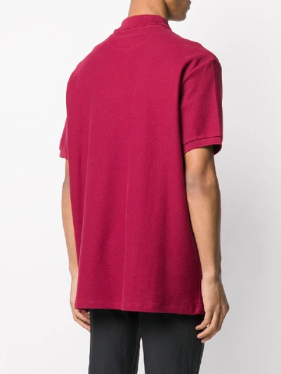 Shop Raf Simons Embroidered Detail Polo Shirt In Red