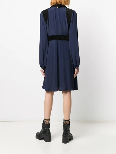 Shop N°21 Corduroy Panel Shirt Dress In Blue