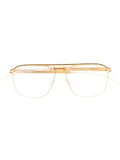 Shop Mykita Adriano 122 Gold/darkbrown Leather/fur/exotic Skins->leather