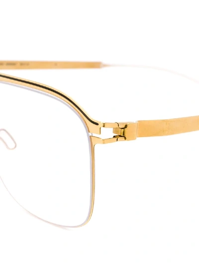 Shop Mykita Adriano 122 Gold/darkbrown Leather/fur/exotic Skins->leather