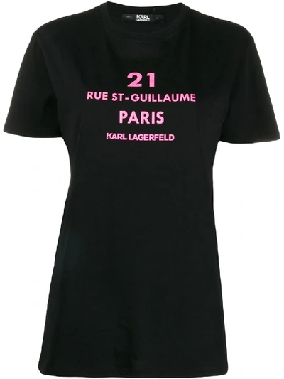 Shop Karl Lagerfeld Rue St-guillaume Logo Print T-shirt In Black