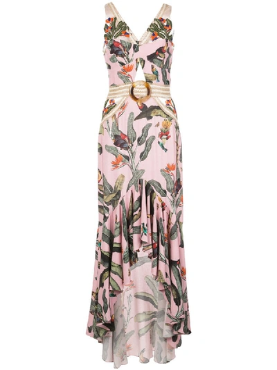 Shop Patbo Beaded Tropical Midi Dress In Pink