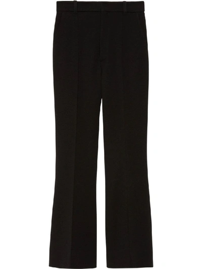 Shop Gucci High-rise Flared Tailored Trousers In Black