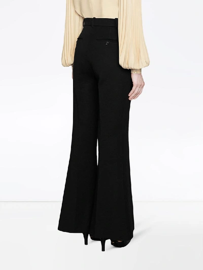 Shop Gucci High-rise Flared Tailored Trousers In Black