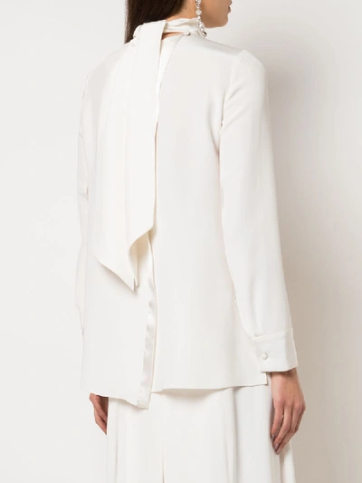 Shop Adam Lippes Tie-neck Blouse In Neutrals