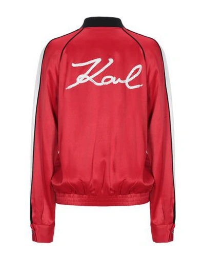 Shop Karl Lagerfeld Bomber In Red