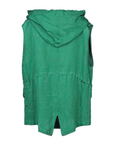 Shop Golden Goose Woman Overcoat & Trench Coat Emerald Green Size S Viscose, Linen, Cotton