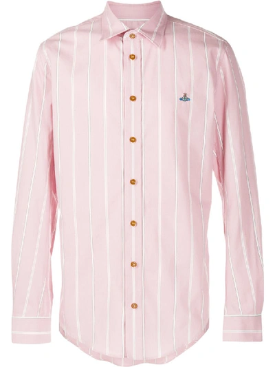Shop Vivienne Westwood Striped Point-collar Shirt In Pink