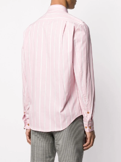 Shop Vivienne Westwood Striped Point-collar Shirt In Pink
