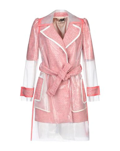 Shop Elisabetta Franchi Woman Coat Salmon Pink Size 6 Polyurethane, Cotton, Acetate, Polyester, Polyamide