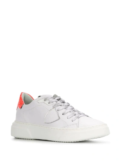 Shop Philippe Model Two-tone Lace-up Trainers In White