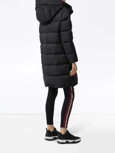 Shop Burberry Detachable Hood Monogram Puffer Coat In Black