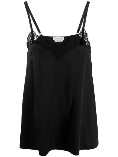 Shop Alexander Mcqueen Lace Trimmed Camisole Top In Black