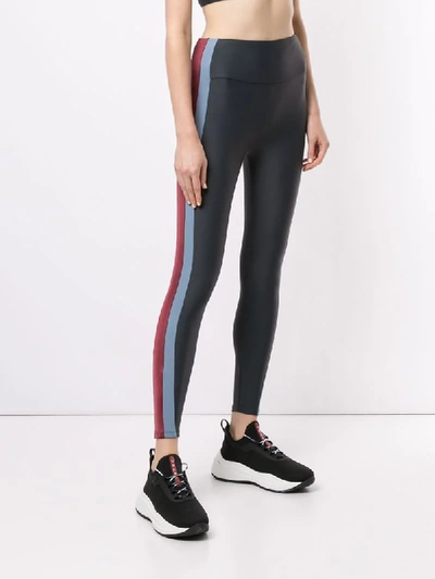 Shop Lanston Sport Vision Striped Leggings In Grey