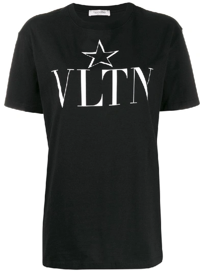 Shop Valentino Vltn Star Print T-shirt In Black