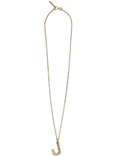 Shop Burberry J Alphabet Charm Necklace In Gold