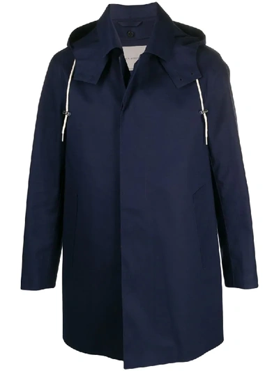 Shop Mackintosh Chryston Hood Coat In Blue