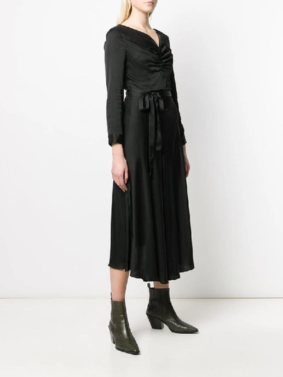 Shop Jovonna Modernista Ruched Midi Dress In Black