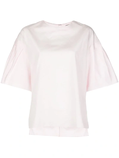 Shop Adam Lippes Flutter Sleeve Top In Pink