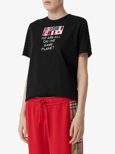 Shop Burberry Flag Appliqué T-shirt In Black