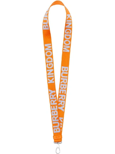 Shop Burberry Logo Jacquard Lanyard In Orange