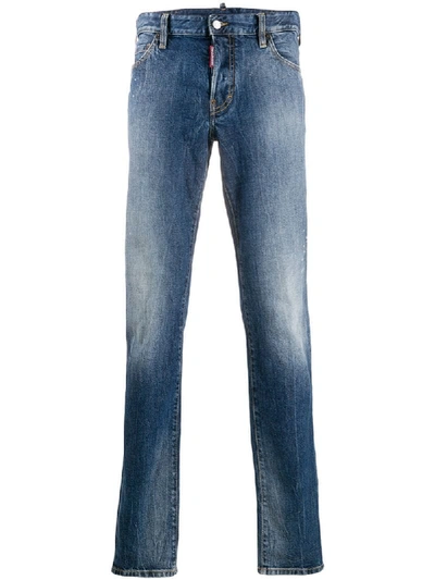 Shop Dsquared2 Faded Effect Straight Leg Jeans In Blue